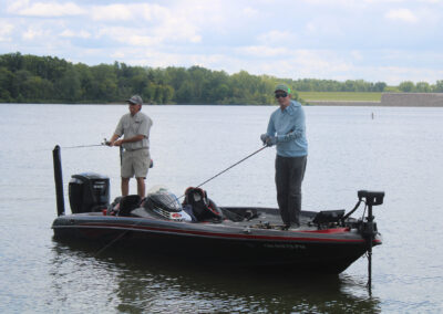 Two ABA competitors, (L-R) Ed Snider of Somerset, Ohio and Rich Carter of Grandview Heights fished day two in Carter's Ranger bass boat. Both anglers had two fish on the tournament's second day.