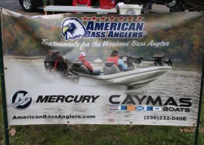 The ABA banner (Scott, this photo is important to these guys because it has their two primary sponsors for their tournament series which is a national tournament series.)