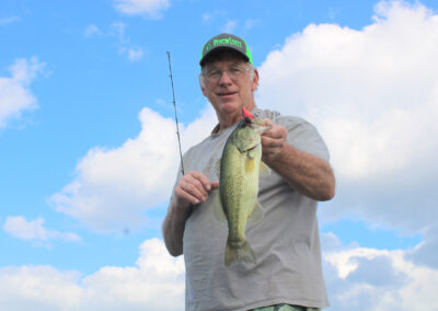 A friendly West Harbor bass hammered a Berkley Squarebull 5.5 crankbait on my third cast of the day.