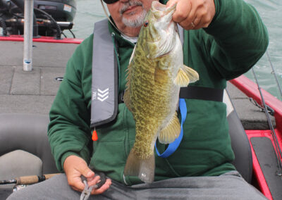 Danny's big smallmouth bass. My stolen hat.